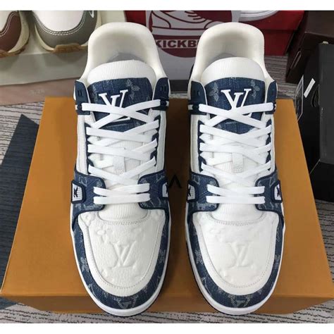 lv canvas sneakers|Lv sneakers blue and white.